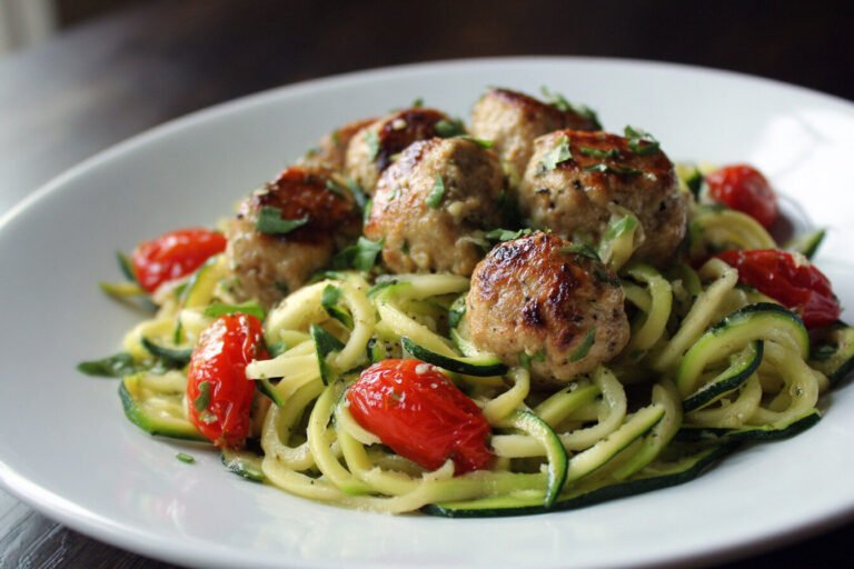 Healthy Zucchini Noodles with Turkey Meatballs – So Tasty!