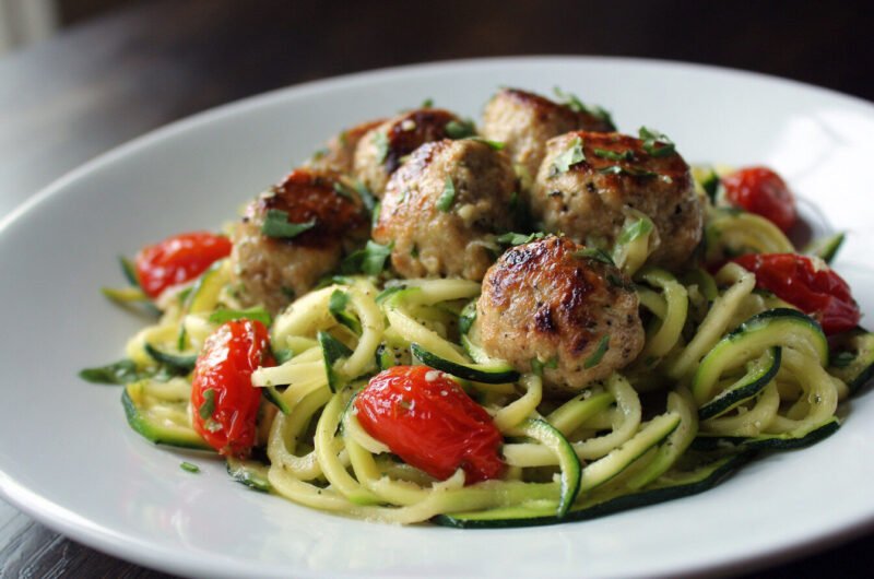 Healthy Zucchini Noodles with Turkey Meatballs – So Tasty!