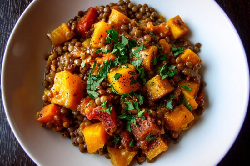 Warm & Cozy Roasted Butternut Squash and Lentil Stew Recipe