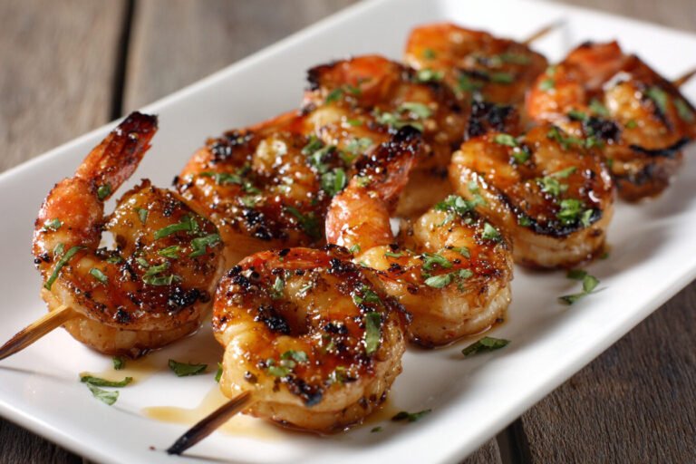 Easy Grilled Honey Garlic Shrimp Skewers Recipe