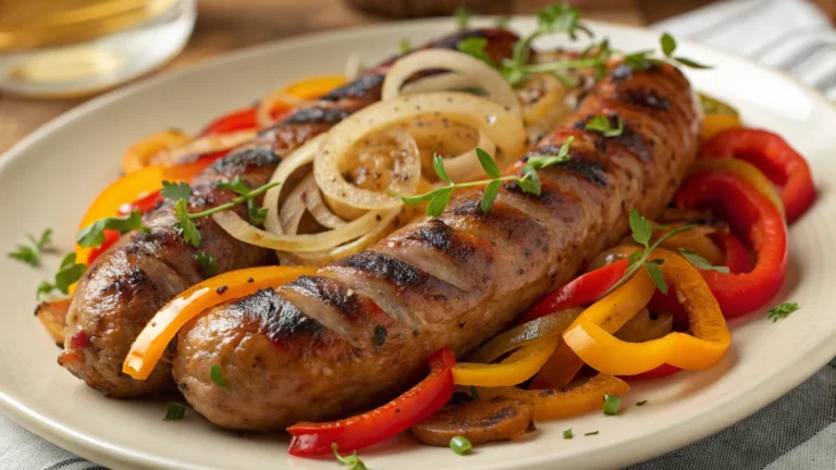Grilled Sausage Rope with Peppers and Onions: Crowd-Pleaser on a Stick