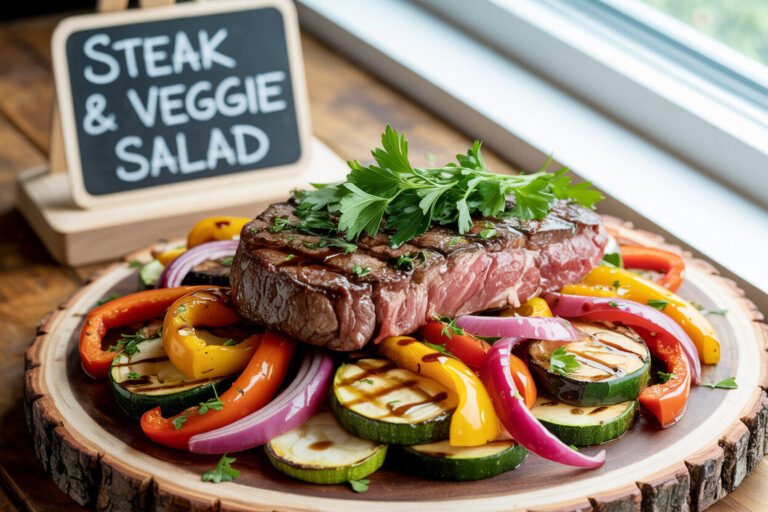 Steak and Roasted Veggie Salad  Recipe– So Flavorful!