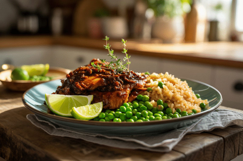 Delicious Jerk Chicken with Rice & Peas – Spicy and Satisfying