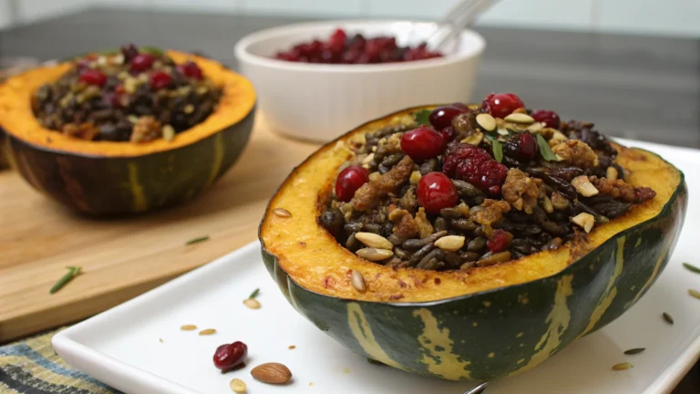 Stuffed Acorn Squash with Wild Rice: Cozy Flavor Bombs