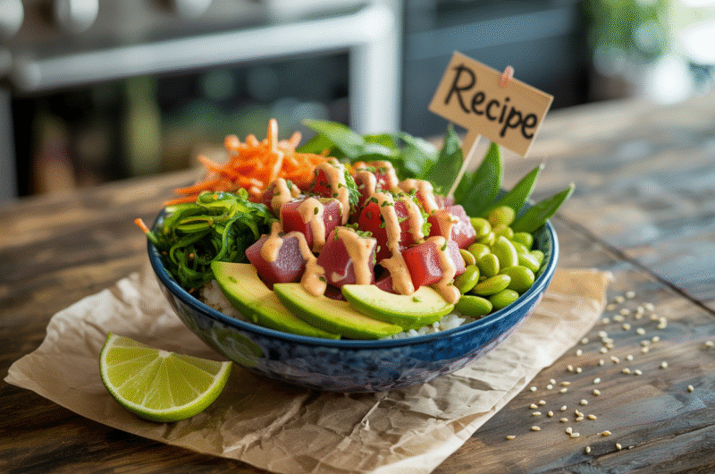 Homemade Poke Bowl with Spicy Mayo Sauce – Fresh & Flavorful
