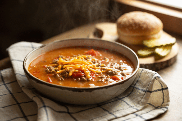 Easy Hearty Cheeseburger Soup – A Family Favorite Dinner