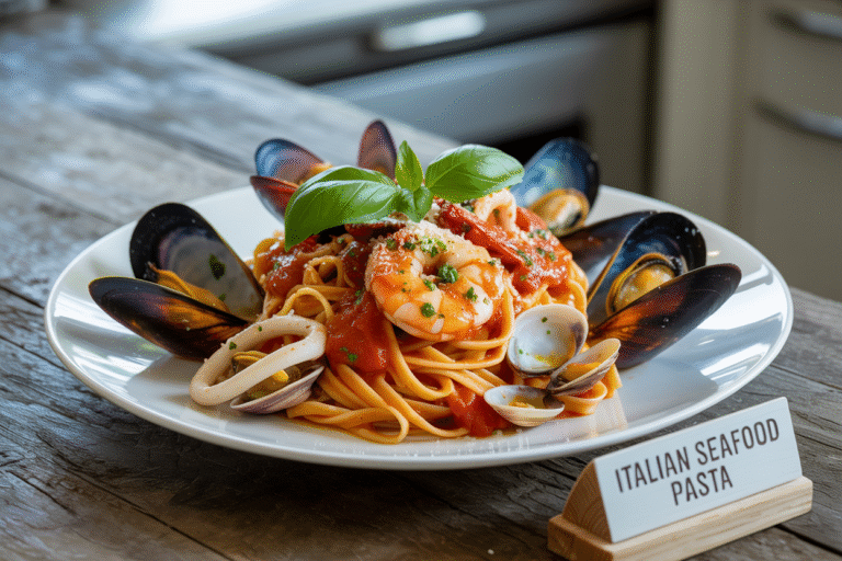 Italian Seafood Pasta with Tomatoes Recipe