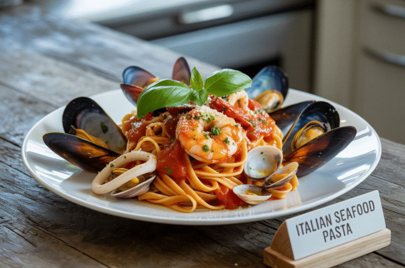 Italian Seafood Pasta with Tomatoes Recipe