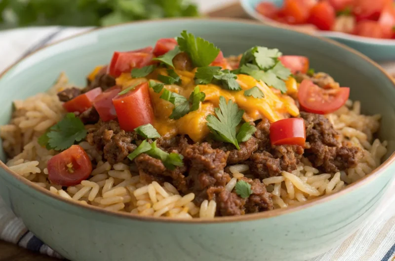 Tex-Mex Ground Beef Rice Bowl Recipe