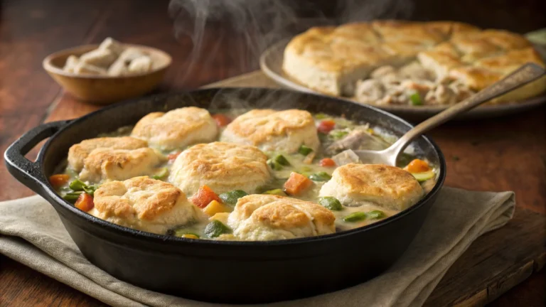 Skillet Chicken Pot Pie with Biscuits: Weeknight Glory