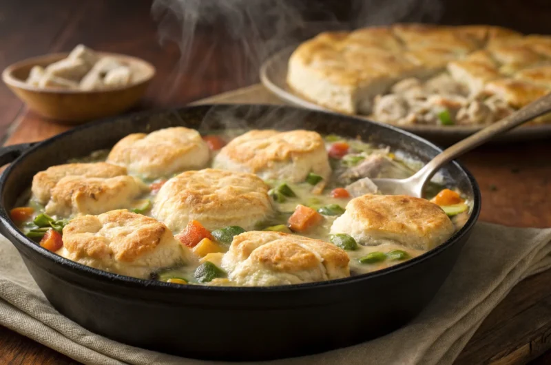 Skillet Chicken Pot Pie with Biscuits: Weeknight Glory