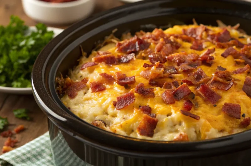 Loaded Crockpot Cheesy Hashbrown Casserole with Bacon: Weeknight Hero