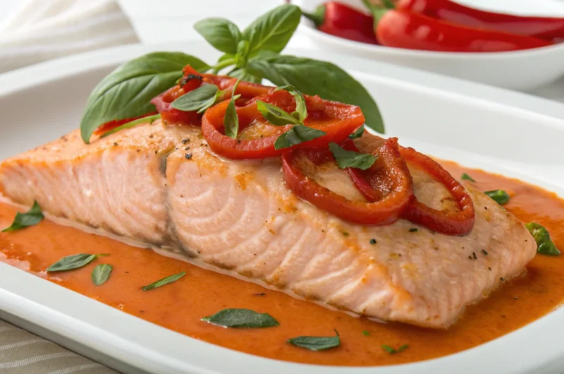 Salmon in Roasted Red Pepper Sauce: Weeknight Wow, Date-Night Vibes