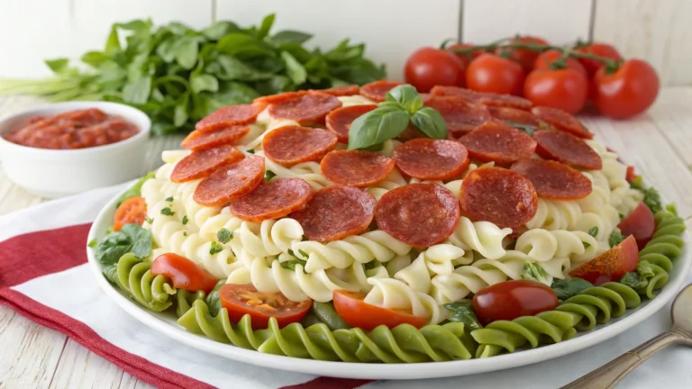 Italian Tricolor Pasta Salad with Pepperoni: The Party Legend