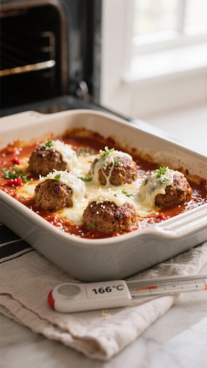Cooking process, close-up detail: A 9x13-inch baking dish just pulled from a 400°F oven showing bak