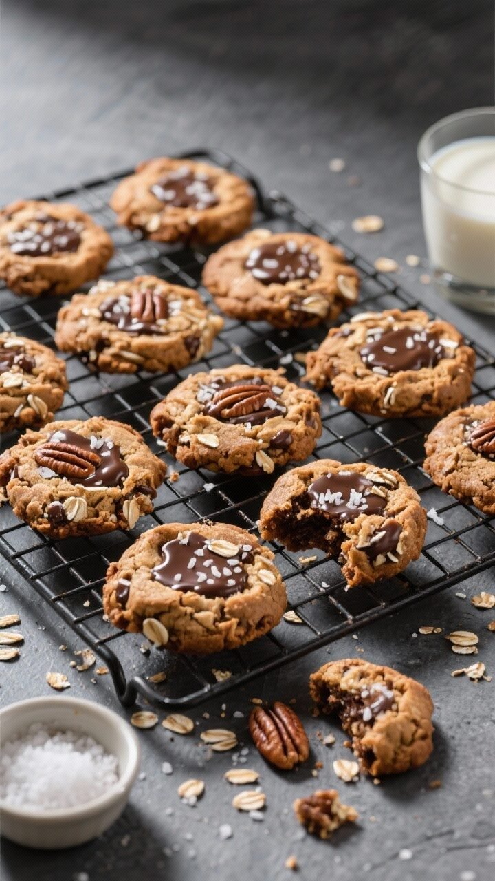 Tasty overhead final presentation: A cooling rack filled with freshly baked brown butter cowboy cook