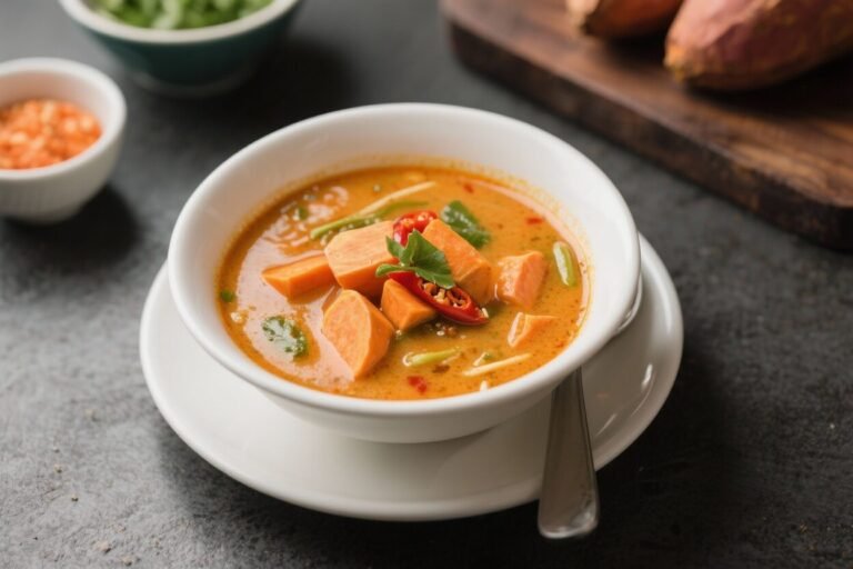 Spicy Thai Sweet Potato Soup – Creamy, Comforting, and Full of Flavor
