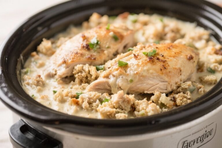 Creamy Crockpot Chicken and Stuffing – Cozy, Comforting, and Easy