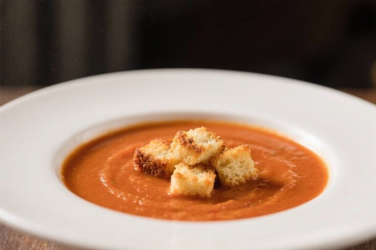 Tomato Soup With Grilled Cheese Croutons – Comfort Food Made Simple