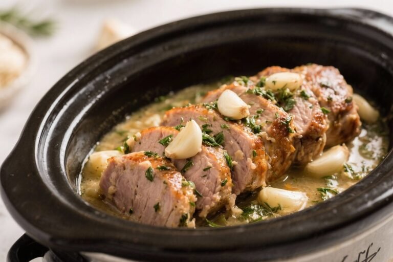 Crockpot Garlic Herb Pork Tenderloin – Easy, Juicy, and Full of Flavor