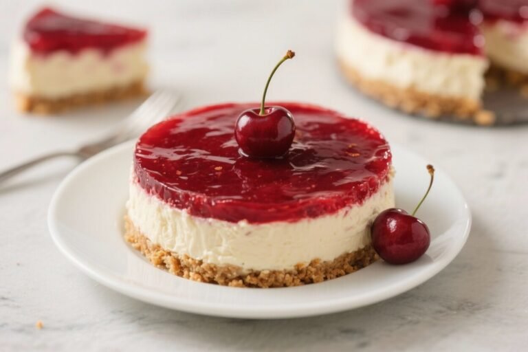 Easy No-Bake Cherry Cheesecake – Creamy, Simple, and Crowd-Pleasing