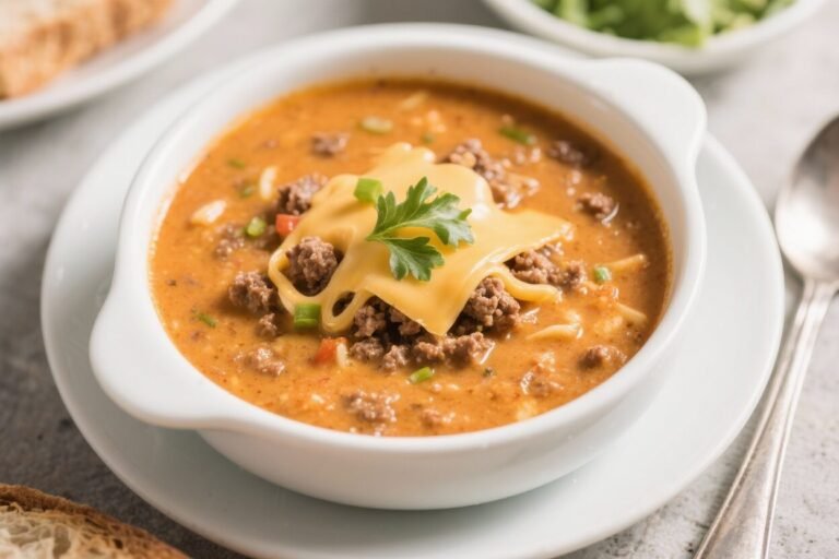 Low-Carb Cheeseburger Soup – Cozy, Creamy, and Satisfying