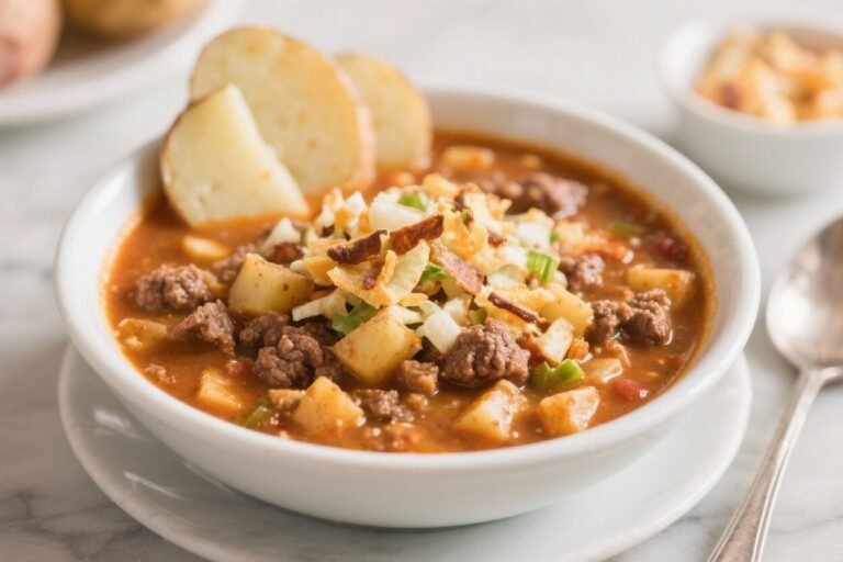 Loaded Potato Hamburger Soup – Cozy, Hearty, and Weeknight Friendly