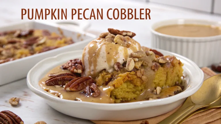 Pumpkin Pecan Cobbler with Caramel Sauce: The Cozy Showstopper