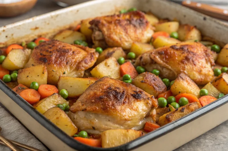 One-Pan Chicken and Potatoes Bake That Basically Cooks Itself