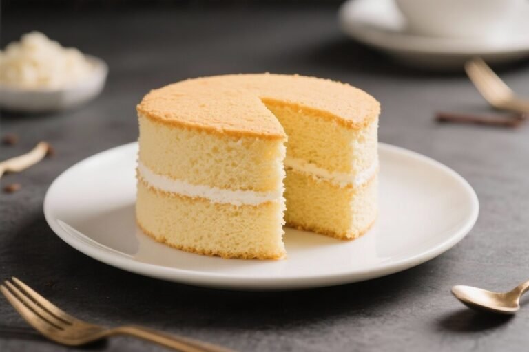 Eggless Vanilla Sponge Cake – Light, Fluffy, and Easy