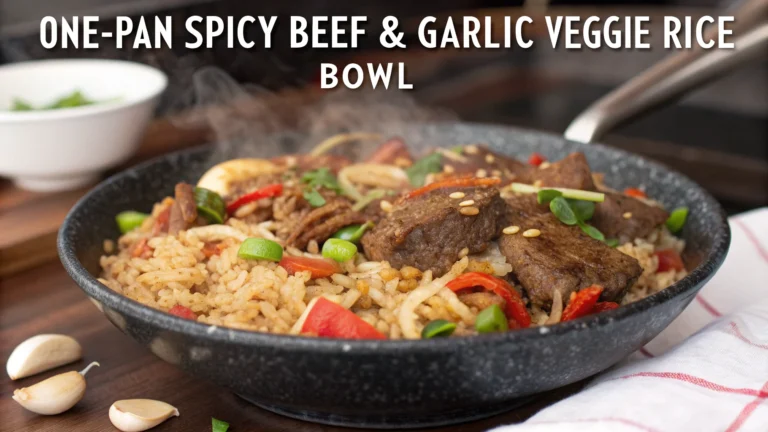 One-Pan Spicy Beef & Garlic Veggie Rice Bowl: Weeknight Heat