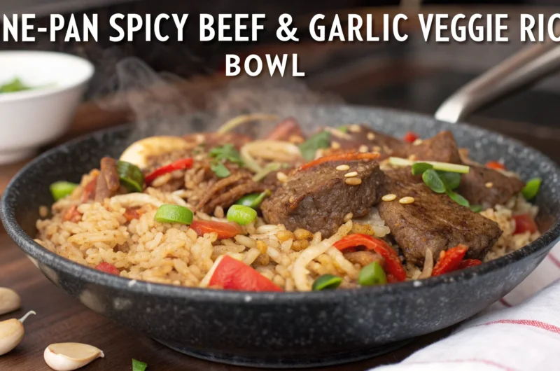 One-Pan Spicy Beef & Garlic Veggie Rice Bowl: Weeknight Heat
