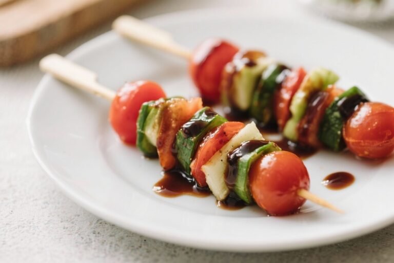 Vegan Caprese Skewers With Balsamic Glaze – A Fresh, Easy Party Appetizer