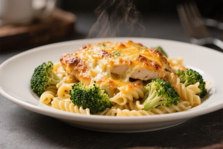 Cheesy Baked Chicken Broccoli Pasta – Comforting, Easy, and Family-Friendly