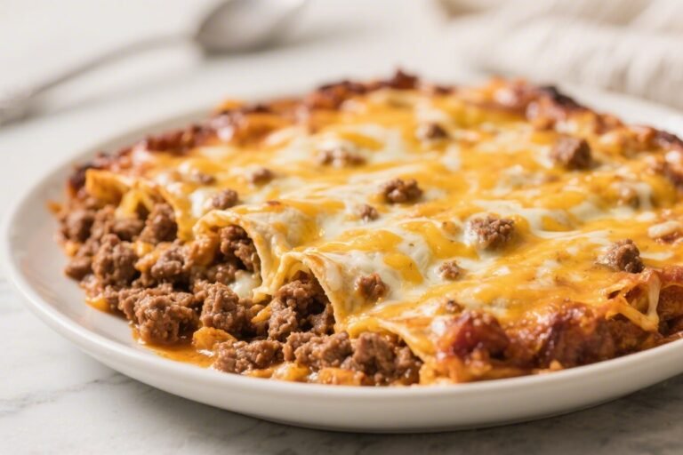 Cheesy Enchilada Casserole With Ground Beef – Comforting, Weeknight-Friendly Favorite