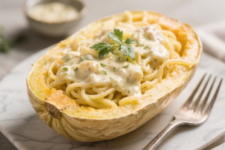 Spaghetti Squash Alfredo – Creamy, Cozy, and Surprisingly Light