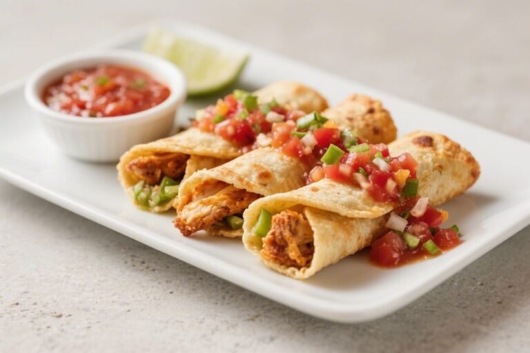 Crispy Chicken Flautas with Salsa – Golden, Crunchy, and Full of Flavor