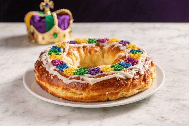 Traditional Mardi Gras King Cake – A Festive Sweet Bread with a Crown of Color